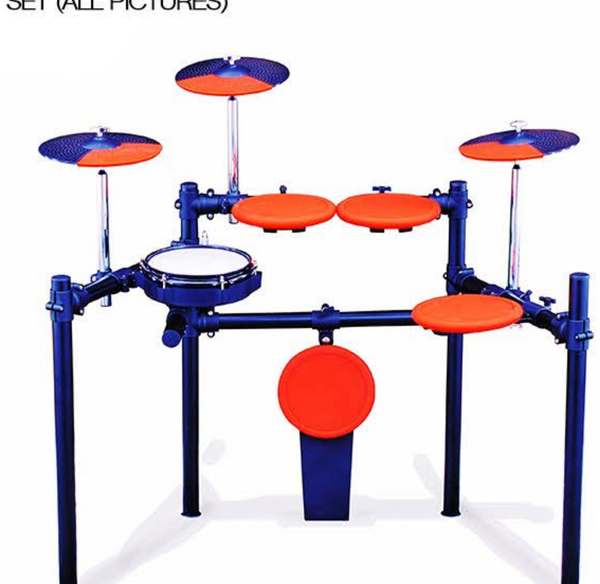 Integrated Frame Type 5 Drums and 3 Cymbals Full Silicone Mute Drum Set