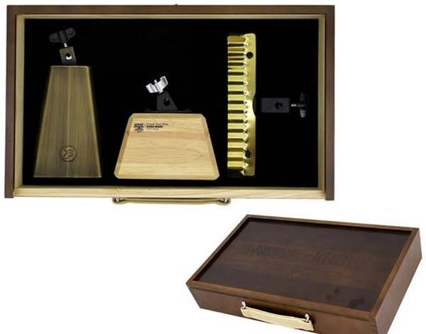 Thai Percussion Three-Piece Set in Solid Wood Case (Dark)