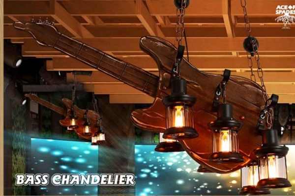 Bass-Shaped Solid Wood Chandelier (Extra Large, 6 Lights, 95×38 cm)