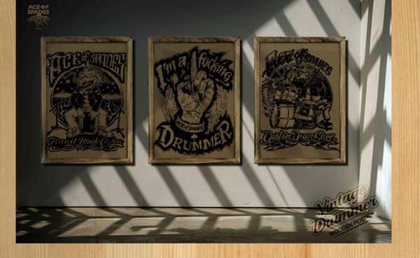 Drummer & Drum Shop Solid Wood Hand Painting (Extra Large)