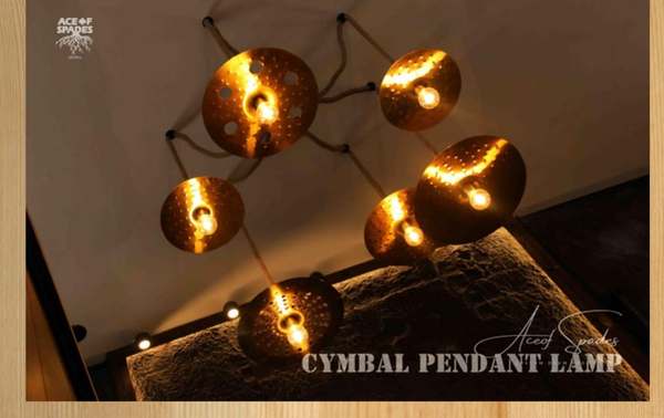 Large 6-Head Chandelier with Cymbals (6 Cymbals + 6 Lamp Sets)