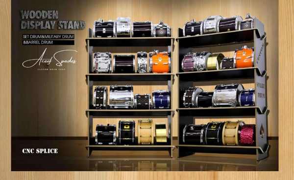 Row Drum, Snare & Barrel Drum Universal Display & Collection Shelf